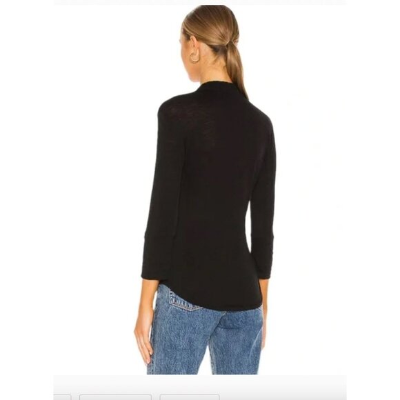 JAMES PERSE Sheer Slub Side Panel Button Down Shirt in Black Size 2 (Medium) - Picture 2 of 8